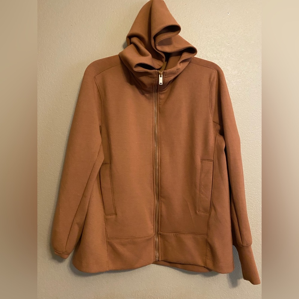 Full Zip-Up Brown Hoodie Jacket Women Medium Rae Mode